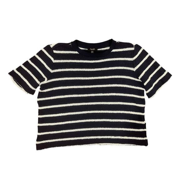 Massimo Dutti Stripped Knit Short Sleeve Sweater XS - Picture 1 of 6